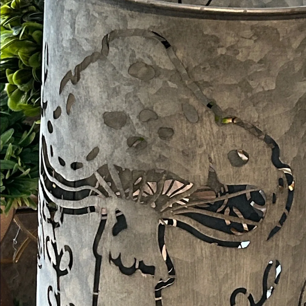 NEW! Enchanted Botanical Garden Mushroom & Butterfly Rustic Metal Lantern
